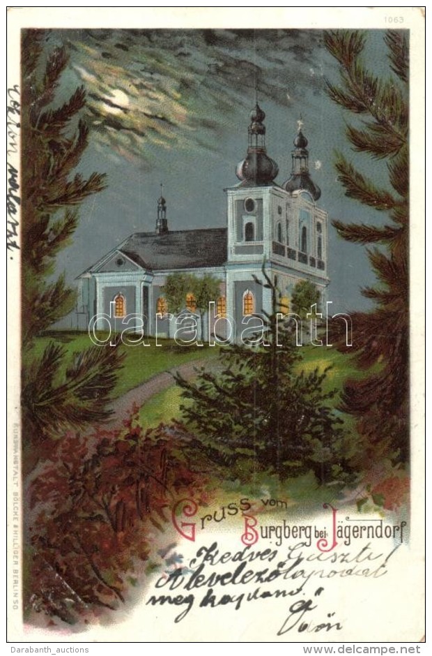 T2/T3 Krnov, J&auml;gerndorf; Cvil&iacute;n / Burgberg, Church, Litho (EK) - Sin Clasificación