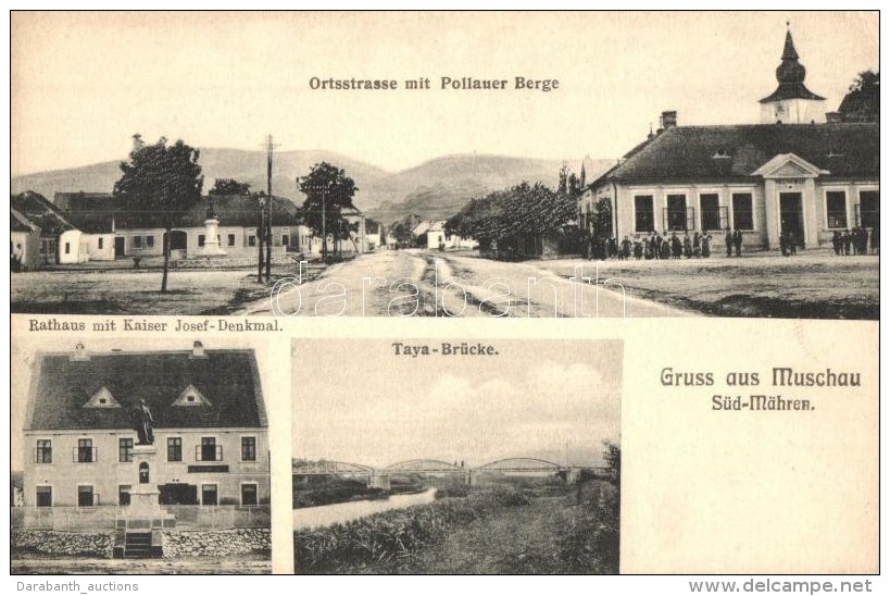 ** T2/T3 Musov, Muschau; Ortstrasse Mit Pollauer Berge, Taya-Br&uuml;cke, Rathaus Mit Kaiser Josef Denkmal,... - Sin Clasificación