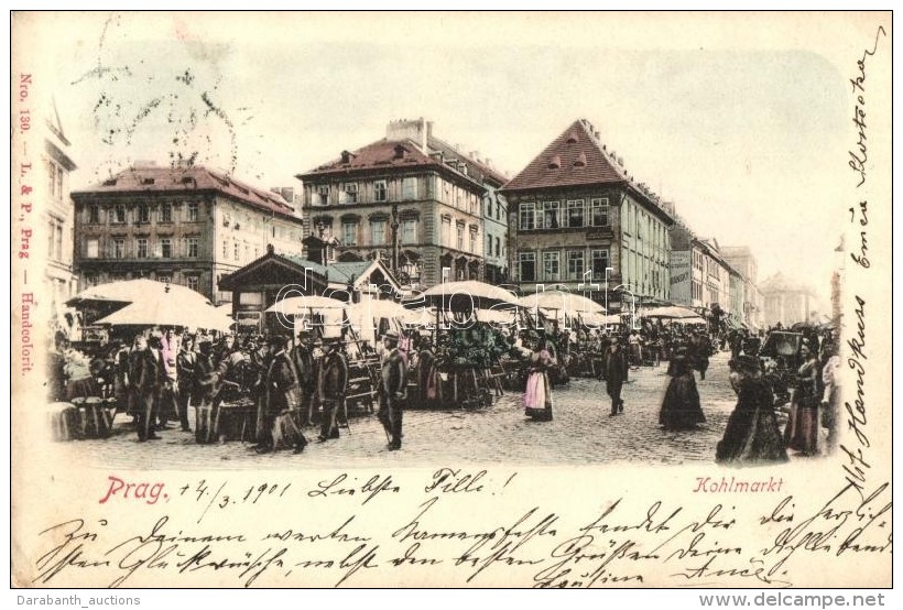 T2/T3 Praha, Prag; Kohlmarkt / Market. Handcolorit Nro. 130. (EK) - Unclassified