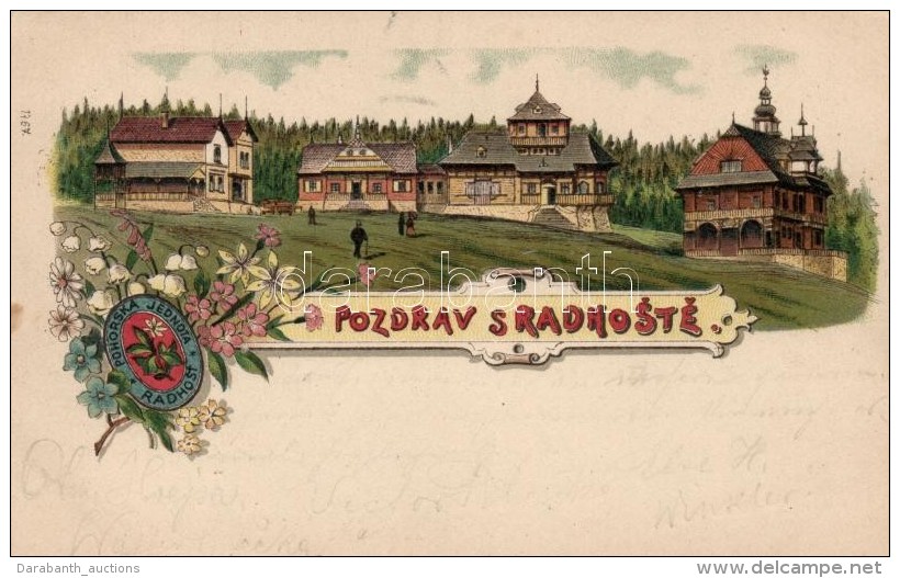 T2/T3 1899 Radhost, Pohorska Jednota / Alpine Houses, Floral Litho  (EK) - Sin Clasificación