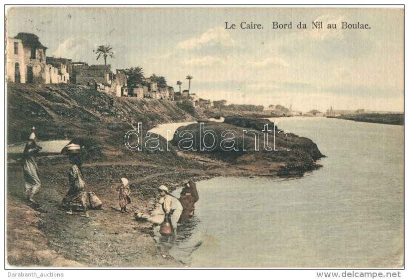 T2/T3 Cairo, Kairo, Le Caire; Bord Du Nil Au Boulac / River Bank With Water Carrying Women (fl) - Non Classés