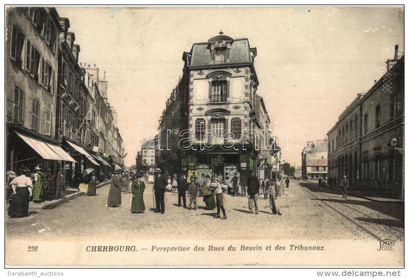 T2/T3 Cherbourg, Perspective Des Rues Du Bassin Et Des Tribunaux, Depot De Tous Les Journaux Du Soir / Street View... - Non Classés