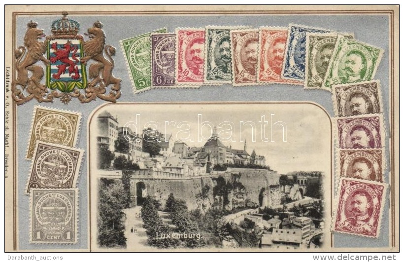 ** T2/T3 Luxembourg. Set Of Stamps With Coat Of Arms. Artist Atelier H. Guggenheim &amp; Co. No. 7988. Emb. Silver... - Sin Clasificación