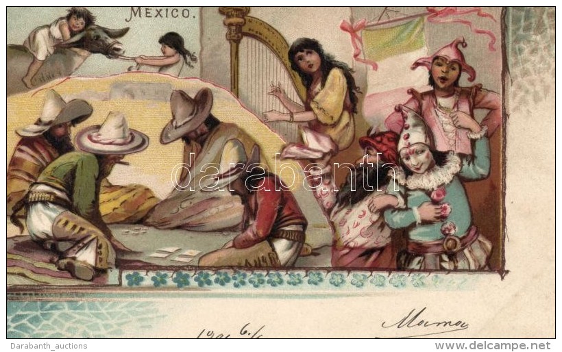 * T2 Mexico. Nationalit&auml;ten-Postkarte Serie 50 Dess. No. 12. Art Nouveau Litho - Sin Clasificación