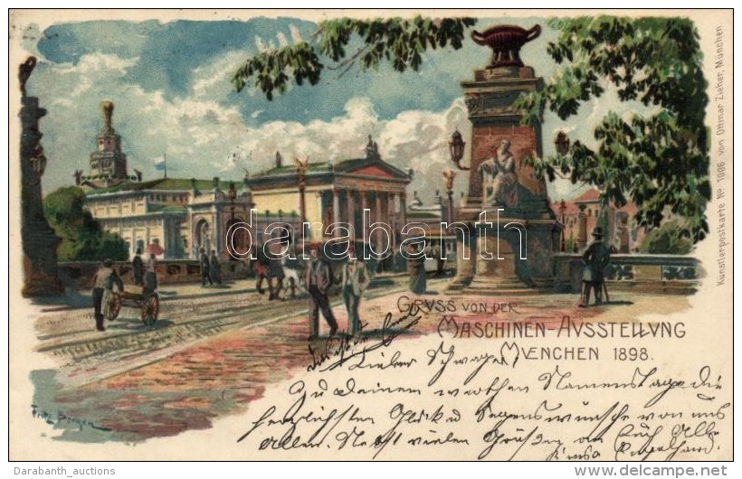 T2 1898 M&uuml;nchen, Maschinen Ausstellung, Ottmar Zieher K&uuml;nstlerpostkarte No. 1006. / Expo Litho S: Fritz... - Unclassified