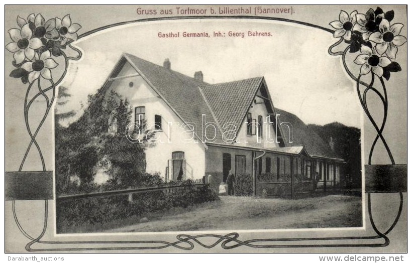 T2 Torfmoor Bei Lilienthal (Hannover); Georg Behrens' Gasthof Germania / Hotel, Floral, Art Nouveau - Unclassified