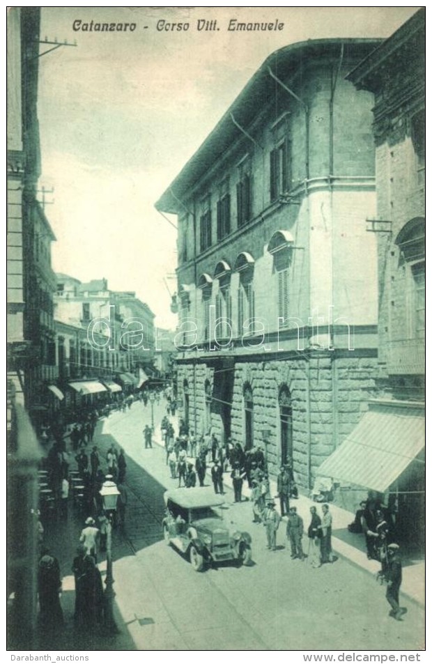 ** T2/T3 Catanzaro, Corso Vitt. Emanuele. Cart. V. Asturi E Figli / Street View With Automobile (tiny Tear) - Sin Clasificación