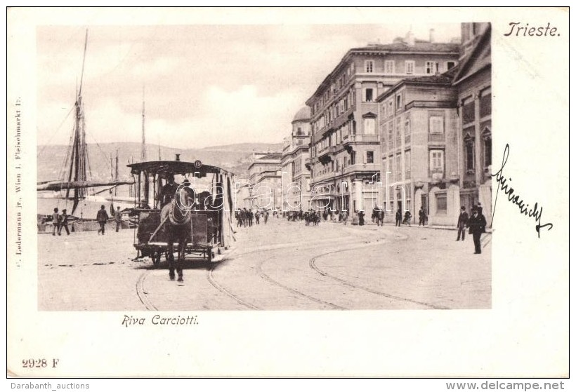 * T2 Trieste, Riva Carciotti. C. Ledermann Jr. / Street View With Horse-drawn Tram Nr. 19 - Non Classés