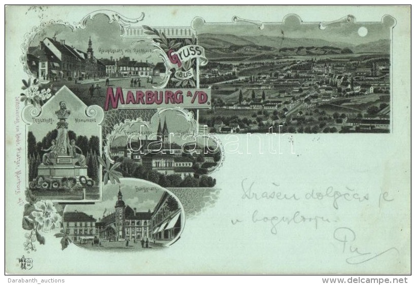 T2 1898 Maribor, Marburg; Hauptplatz, Rathaus, Tegethoff Monument, Franziskaner Kirche, Burgplatz / Main Square,... - Non Classés