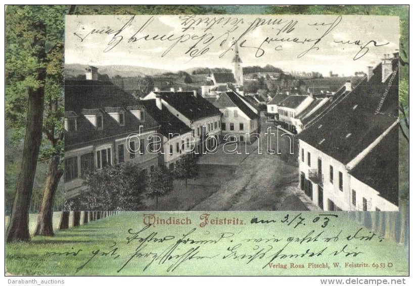 T2 Slovenska Bistrica, Windisch-Feistritz; Street View With Church. Forest Frame; Verlag Rosa Pitschl - Sin Clasificación