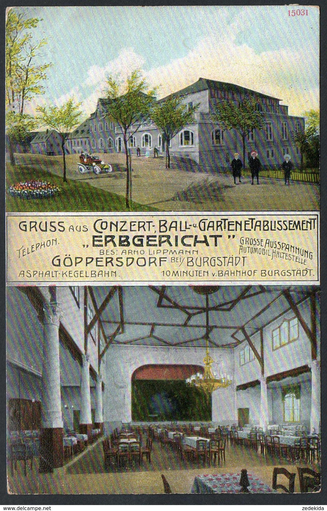 A3434 - Alte Ansichtskarte - Göppersdorf  Bei Burgstädt - Gasthof Gaststätte Erbgericht Ballhaus -  Gel 1907 - Burgstaedt