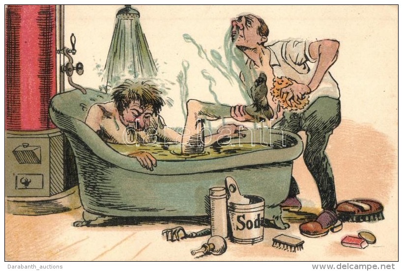 ** T2/T3 WWI Military Humour, Bathing Soldiers. J. S. U. Co. M. Nr. 740. Litho (EK) - Non Classés