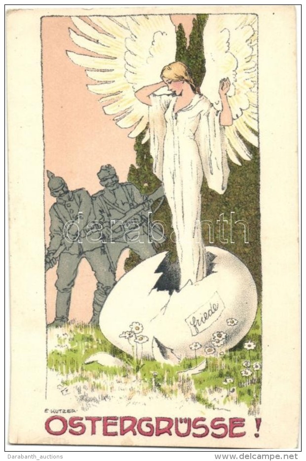 ** T2 Ostergr&uuml;sse! Friede / WWI Military Easter Greeting Art Postcard, Litho S: E. Kutzer - Non Classés