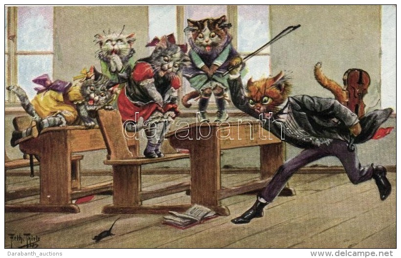 * T2 Cat School. Theo. Stroefer, N&uuml;rnberg Serie 1880. S: Arthur Thiele  (EK) - Non Classés