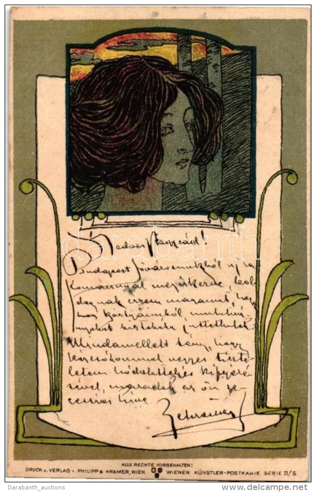 T2 1899 Art Nouveau Litho Art Postcard. Philipp &amp; Kramer, Wien. Wiener K&uuml;nstler-Postkarte Serie II/5. S:... - Non Classés