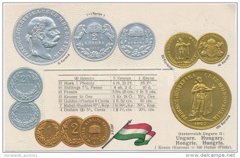 ** T2/T3 &Ouml;sterreich-Ungarn II. / Austro-Hungarian Set Of Coins, Golden And Silver Emb. Litho (EK) - Sin Clasificación