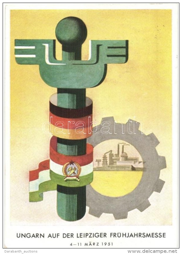 T2/T3 1951 Ungarn Auf Der Leipziger Fr&uuml;hjahrmesse / Hungary At The Leipzig Spring Fair, Advertisement Card.... - Sin Clasificación