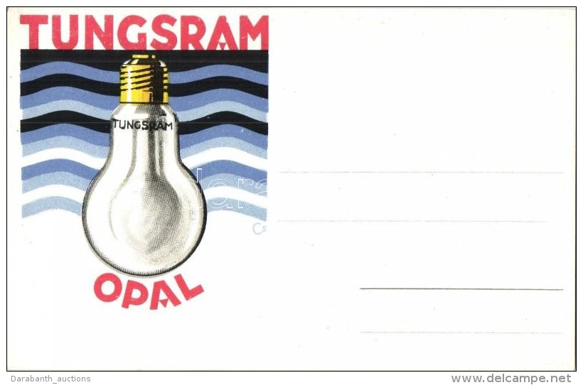 ** T1 Tungsram Opal Villanyk&ouml;rte Rekl&aacute;m K&eacute;peslap / Light Bulb Advertisment Postcard S: Csemiczky... - Unclassified
