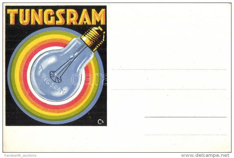 ** T1/T2 Tungsram Villanyk&ouml;rte Rekl&aacute;m K&eacute;peslap / Light Bulb Advertisment Postcard S: Csemiczky... - Non Classés