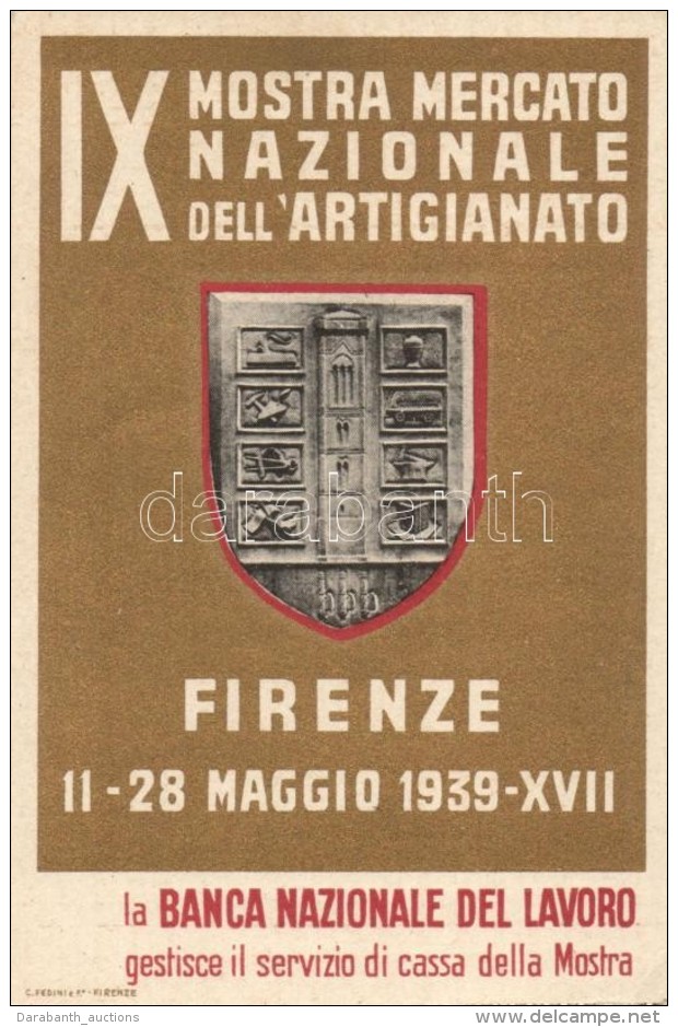 ** T2/T3 1939 Firenze, IX Mostra Mercato Nazionale Dell'Artigianato. Banca Nazinale Del Lavoro / National... - Sin Clasificación