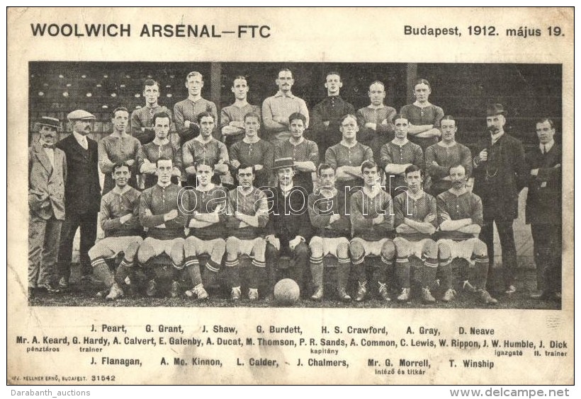 ** T2/T3 1912 Woolwich Arsenal - FTC Labdar&uacute;g&oacute; M&eacute;rk&ouml;z&eacute;s, Az Angol Csapat... - Non Classés