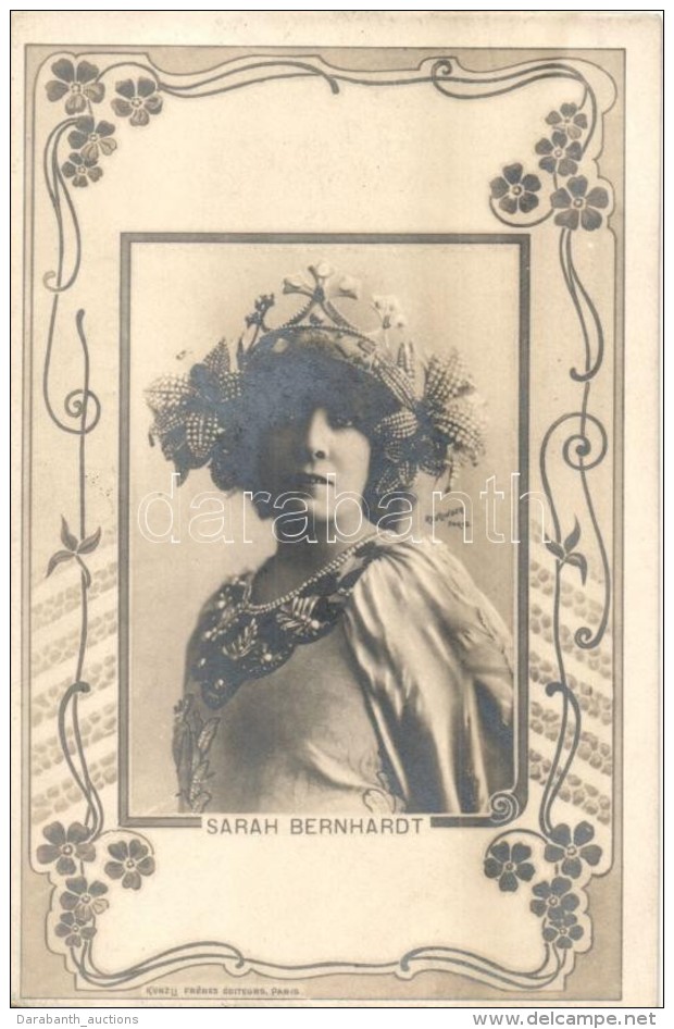 ** T1 Sarah Bernhardt As 'M&eacute;lissande'; Floral Art Nouveau Postcard With Mucha's Tiara. Reutlinger Photo,... - Non Classés