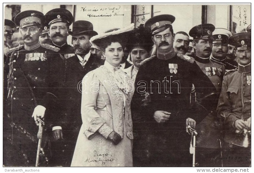 T2 1903 Alexander I Of Serbia With His Wife, Draga Masin. Velicskovics, The Royal Couple's Doctor, C. Markovics,... - Non Classés