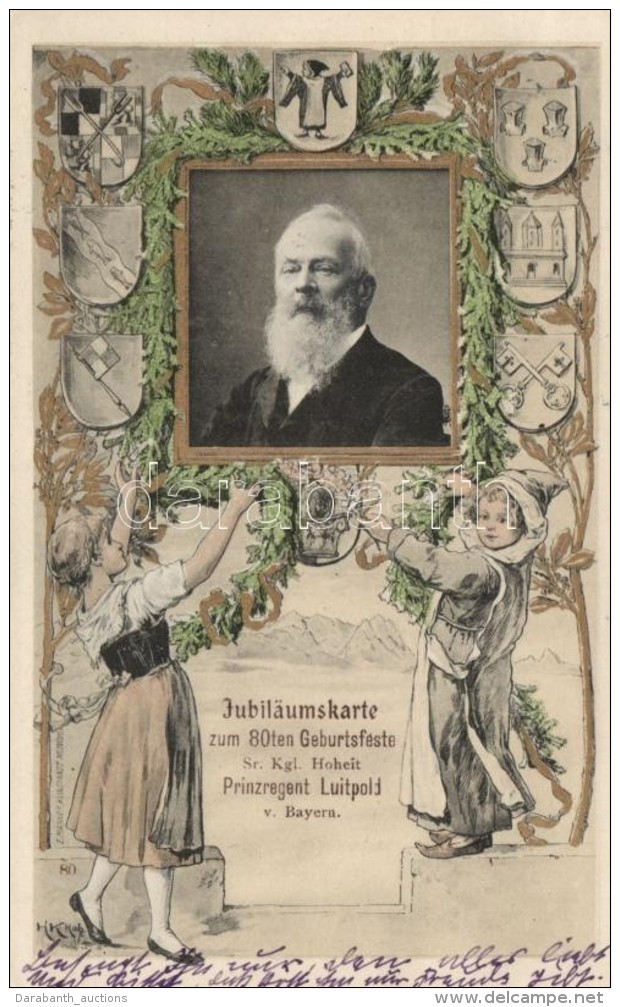 T2 Jubil&auml;umskarte Zum 80ten Geburtsfeste Sr. Kgl. Hoheit Prinzregent Luitpold Von Bayern / 80th Birthday... - Unclassified