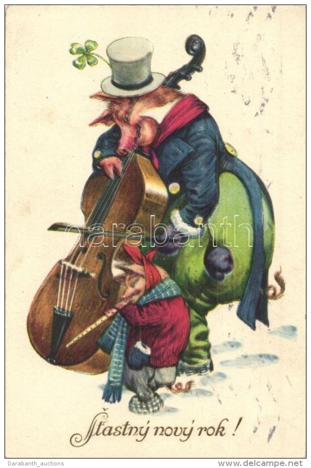 T2 Stastny Novy Rok! / New Year Greeting Art Postcard. Pig Music Band L&amp;P 1643/IV. - Non Classés