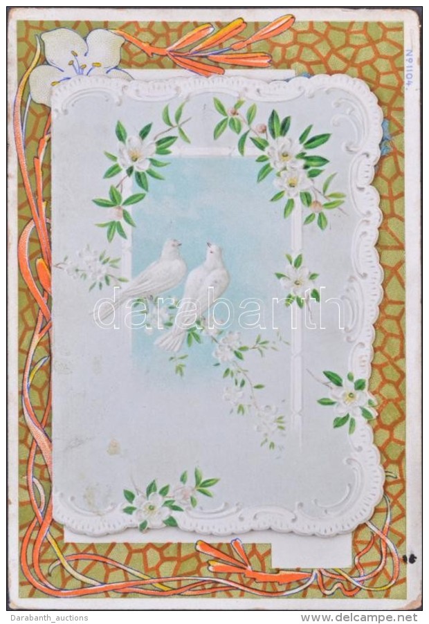 T2 Kinyithat&oacute; Art Nouveau &uuml;v&ouml;zlÅ‘lap / Art Nouveau Emb. Litho Folding Greeting Card - Sin Clasificación
