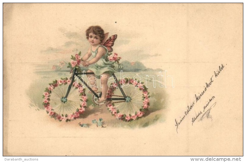 T2 Angel On Bicycle, Greeting Card, Litho - Unclassified