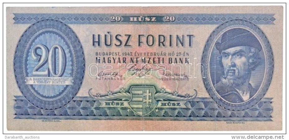 1947. 20Ft T:III / Hungary 1947. 20 Forint C:F 
Adamo F9 - Non Classés