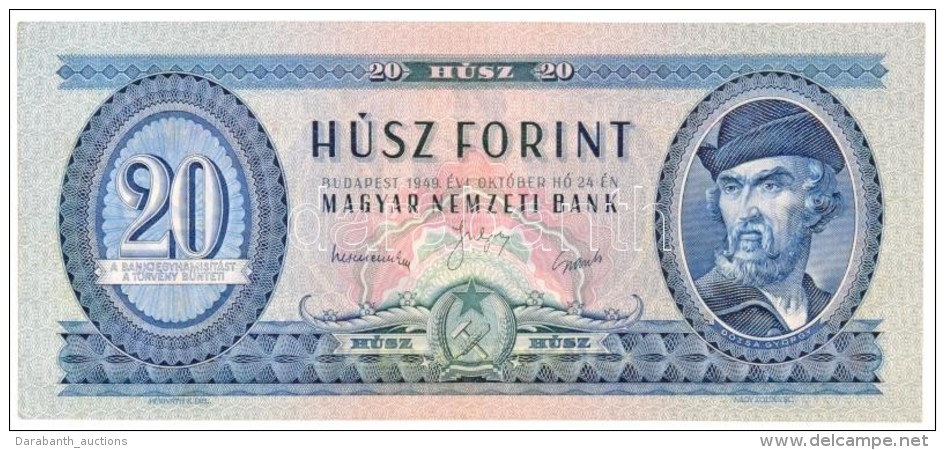 1949. 20Ft T:I / Hungary 1949. 20 Forint C:UNC
Adamo F10 - Non Classés