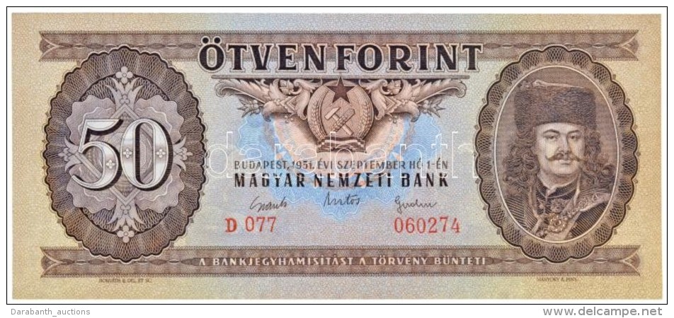 1951. 50Ft T:I / Hungary 1951. 50 Forint C:UNC
Adamo F18 - Sin Clasificación