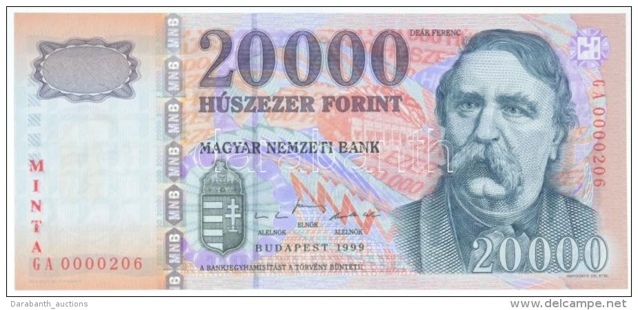 1999. 20.000Ft 'MINTA' 'GA 0000206' T:I / Hungary 1999. 20.000 Forint 'MINTA(SPECIMEN)' 'GA 0000206' C:UNC
Adamo... - Sin Clasificación