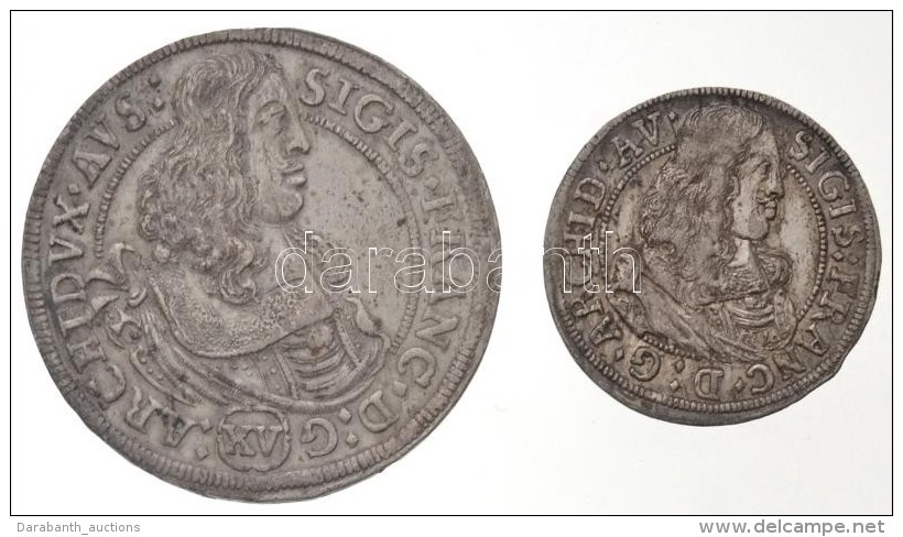 Ausztria 1664. 3kr Ag (1,44g) + 15kr Ag 'Zsigmond Ferenc FÅ‘herceg' Hall (6,38g) T:1-,2 / 
Austria 1664. 3 Kreuzer... - Unclassified