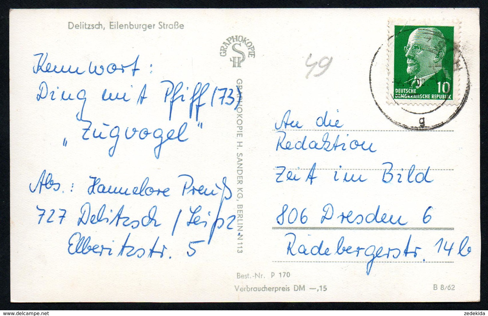 A3436 - Alte Foto Ansichtskarte - Delitzsch - Eilenburger Straße Auto Kennzeichen - Gel 1965 - Delitzsch