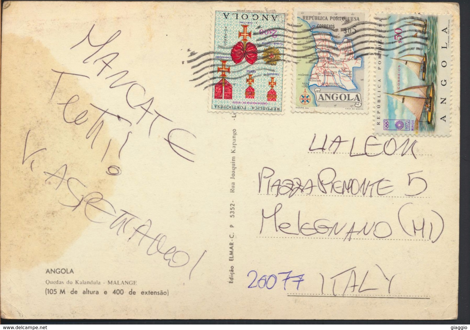 °°° 4282 - ANGOLA - MALANGE - QUEDAS DO KALANDULA - With Stamps °°° - Angola