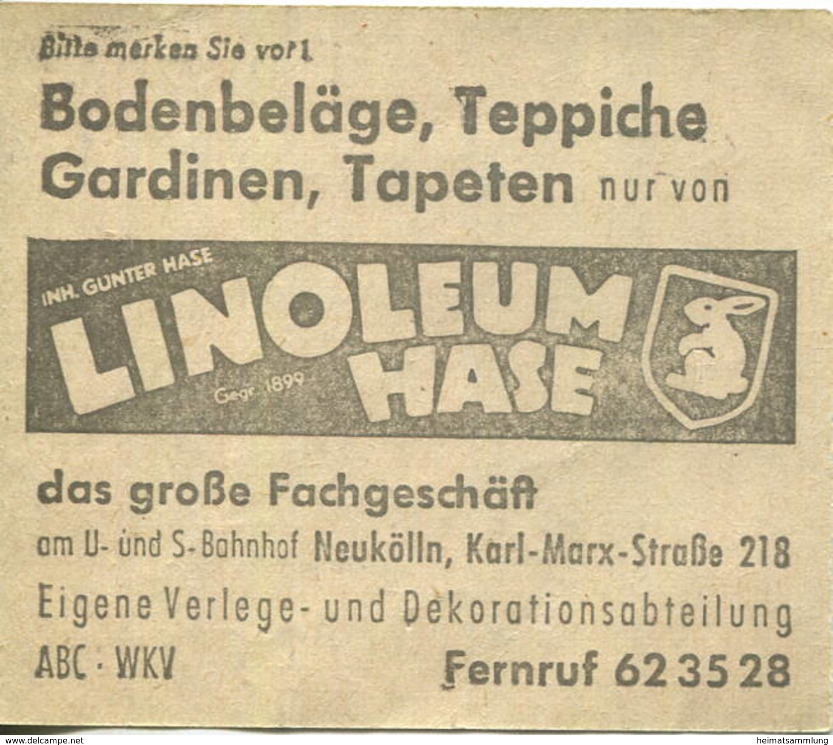 Deutschland - Berlin - BVG - Sammelkarte - Strassenbahn / U-Bahn 4 Fahrten Ohne Umsteigeberechtigung 1959 - Rückseitig W - Europe