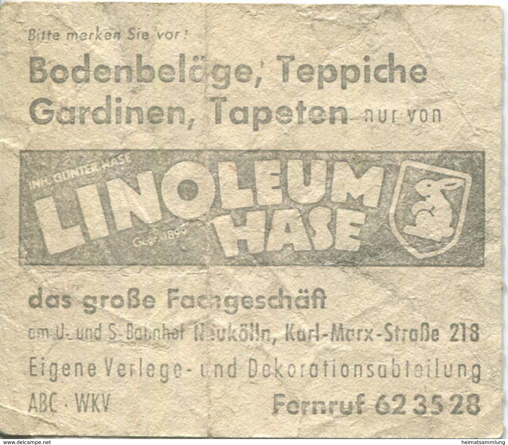 Deutschland - Berlin - BVG Sammelkarte Autobus / Obus - 4 Fahrten Ohne Umsteigeberechtigung 1959 - Rückseitig Werbung Li - Europe