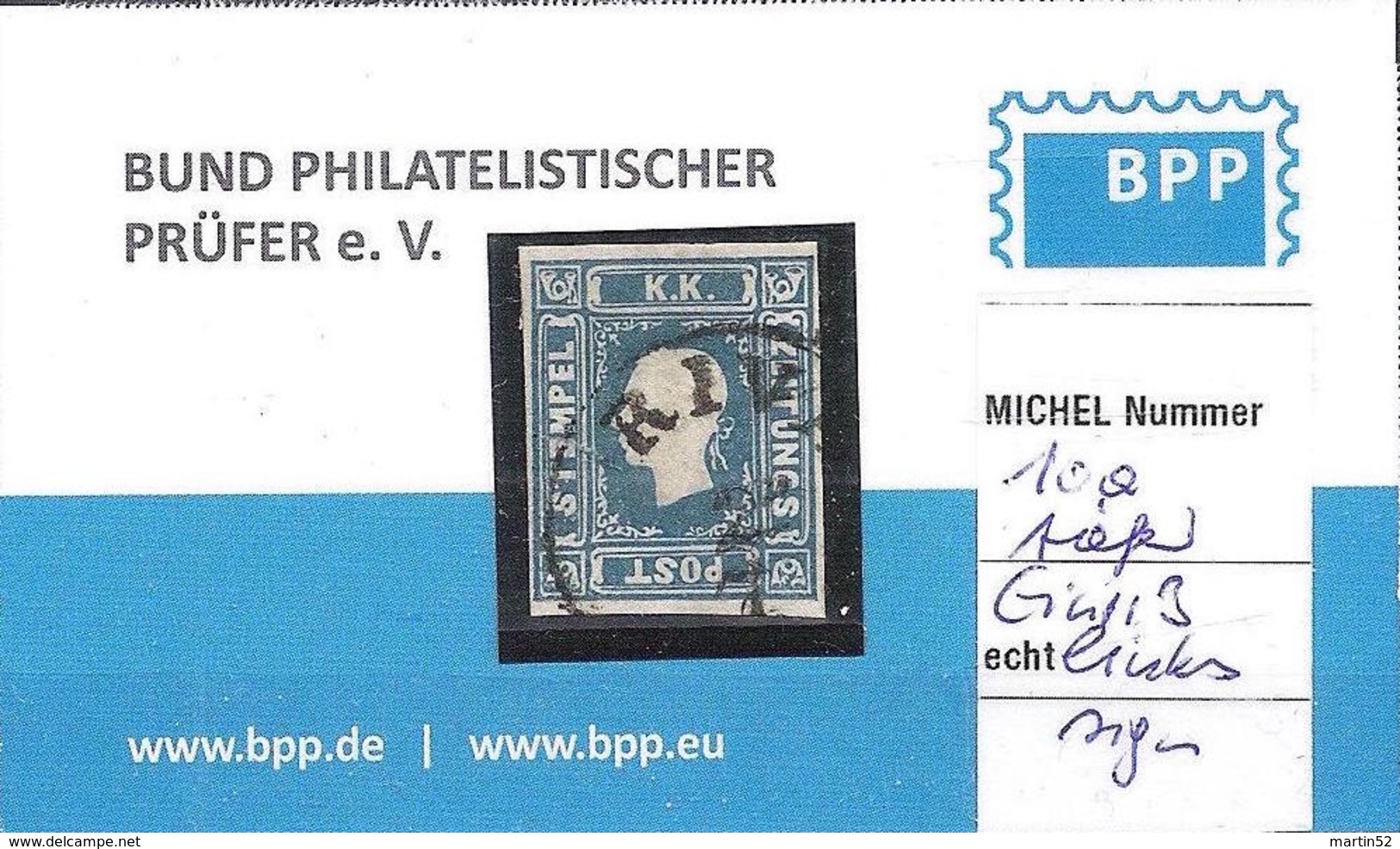 Lombardo-Venezia 1851: KK-ZEITUNGS-POST-STEMPEL 1.05 Kr Blau Mi-No.16 Mit O RIVA (Michel 700.00 Euro + 50%) - Lombardy-Venetia