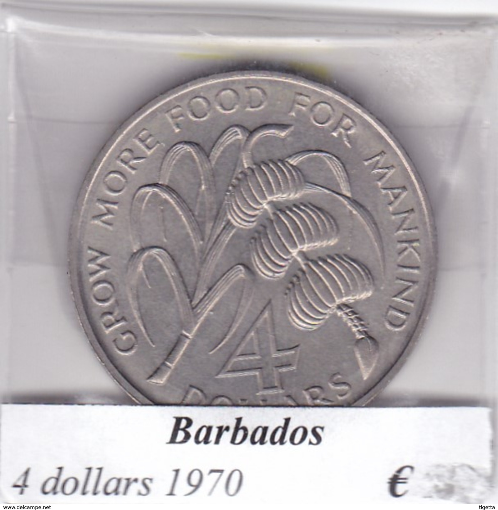 BARBADOS   4 DOLLARS  1970  COME DA FOTO - Barbados