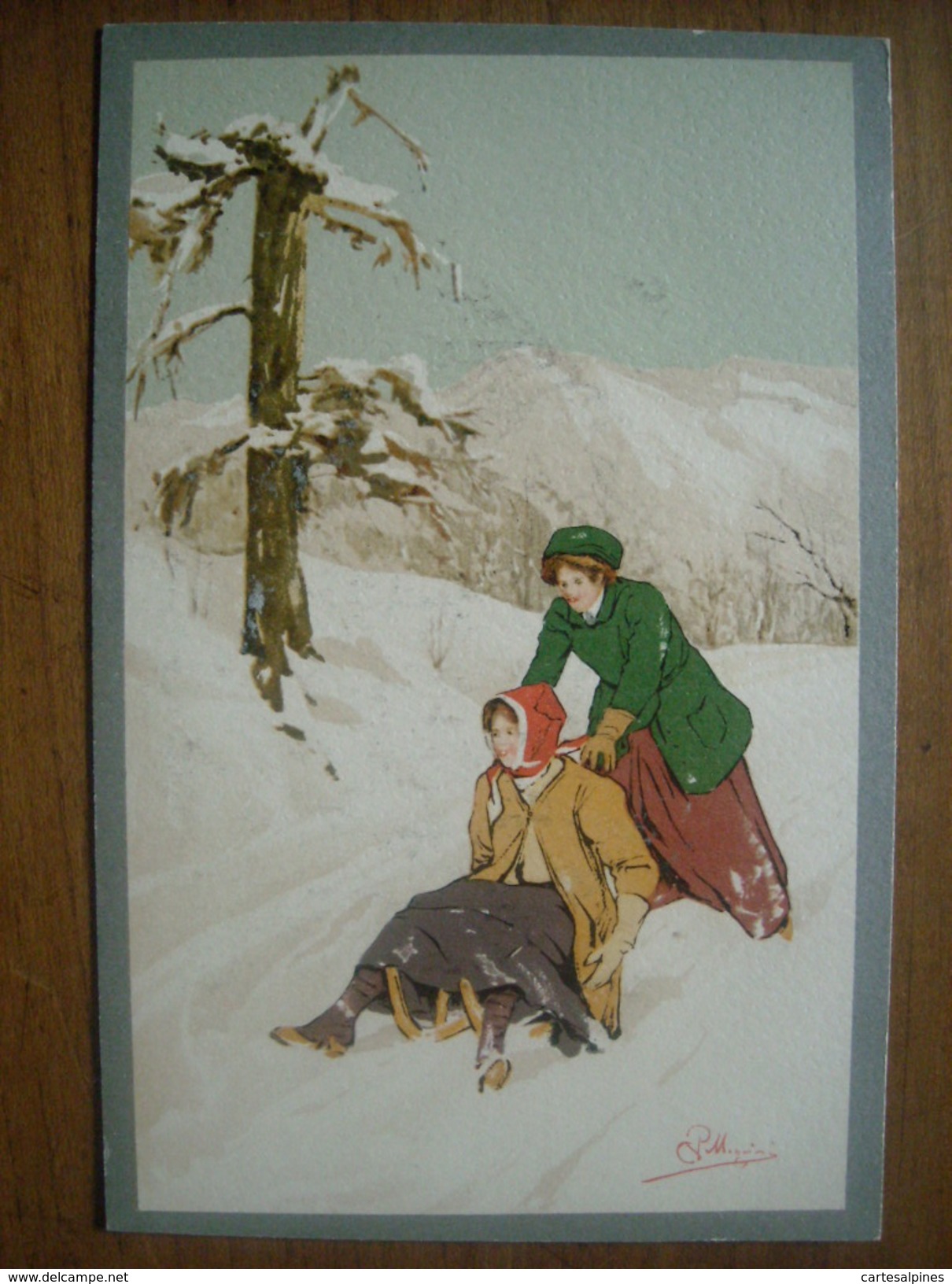 (sports D'hiver) Carlo PELLEGRINI: Promenade En Luge. Carte Neuve (n° 116) Vers 1905. - Sports D'hiver