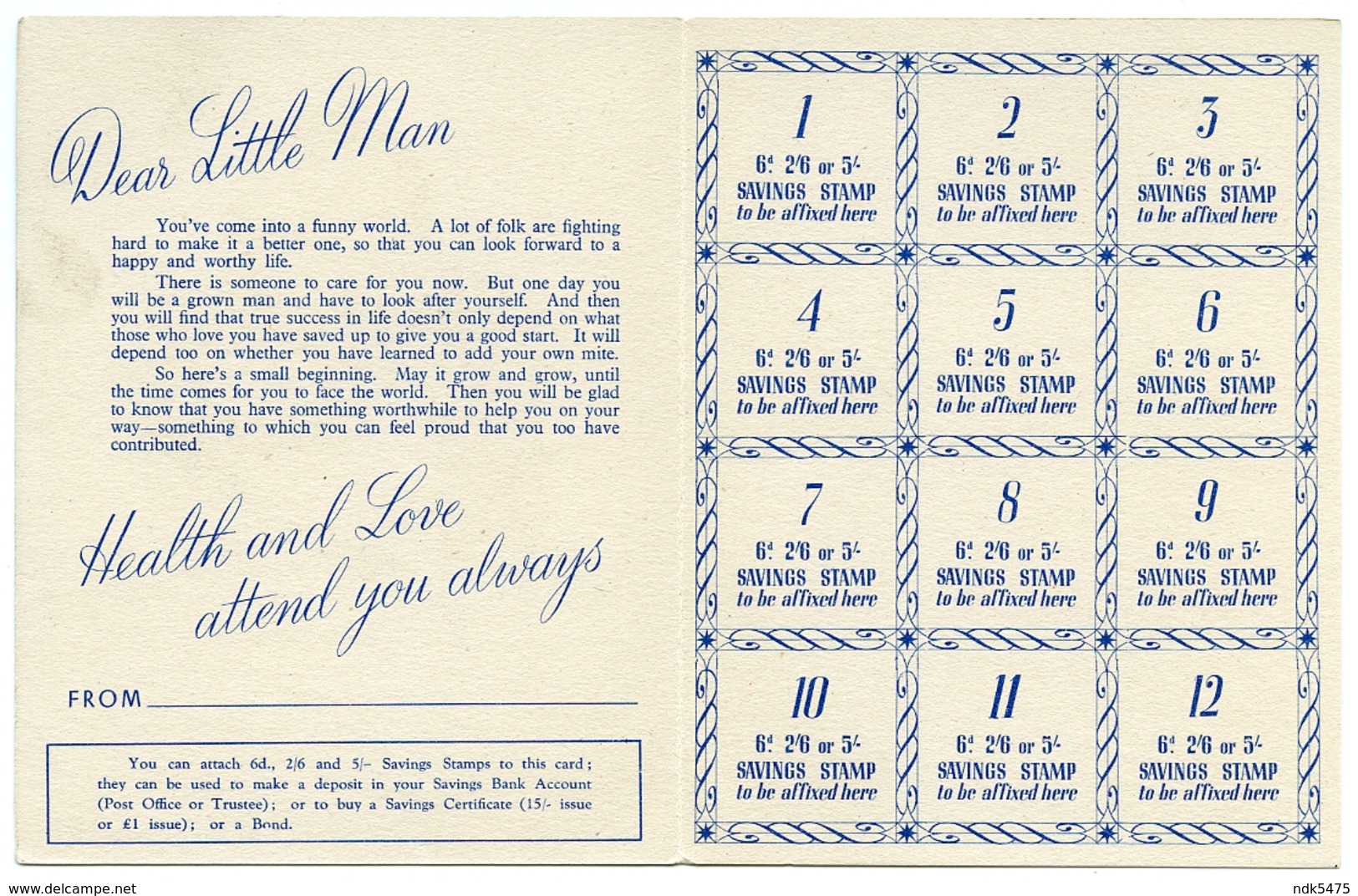 BOOKLET FOR SAVING STAMPS : 6D, 2/6 OR 5/- - Regno Unito