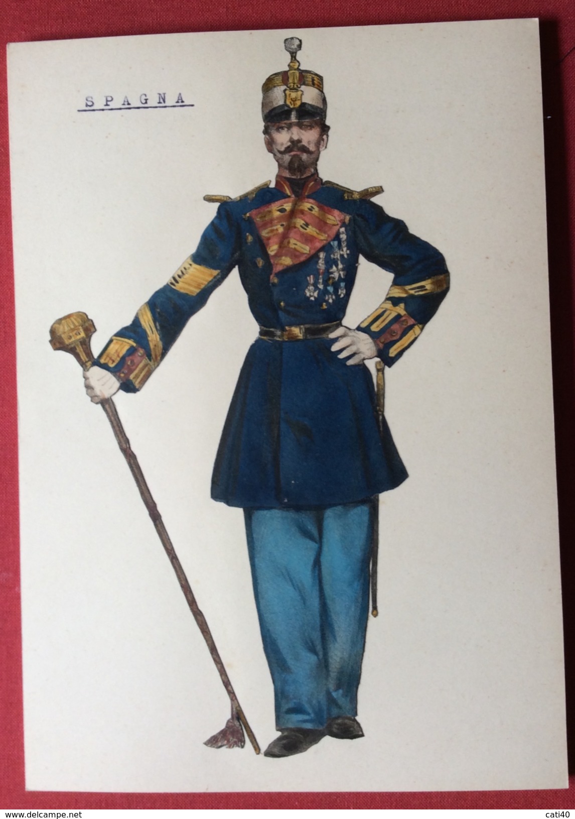 SPAGNA UNIFORMI MILITARI 1862 INFANTERIA DI LINEA  TAMBOR MAYOR  - UNIFORME DE GALA      STAMPA  15x21 - Altri & Non Classificati