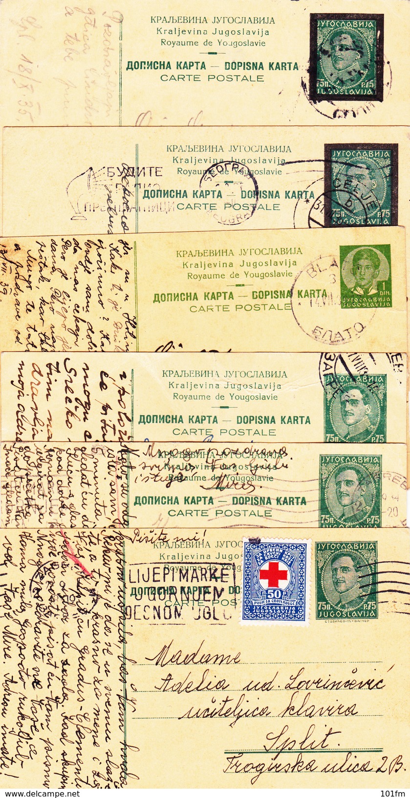 Yugoslavia - Lot 6 Postal Stationary, Dopisnice, Carte Postale, Viaggiate, All Used - Lettres & Documents