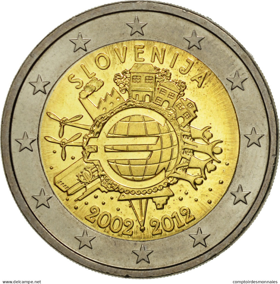 Slovénie, 2 Euro, 10 Years Euro, 2012, SPL, Bi-Metallic - Slovenië