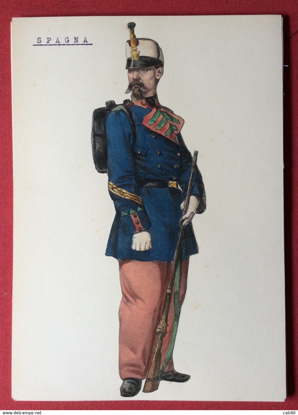 SPAGNA UNIFORMI MILITARI 1862 INFANTERIA  CAZADORES   SERGENTO I  UNIFORME DE GALA     STAMPA  15x21 - Altri & Non Classificati