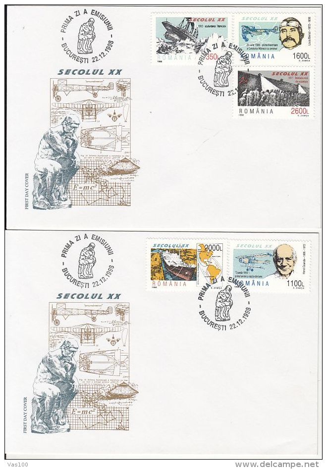 3RD MILLENNIUM, 21ST CENTURY, DISCOVERIES, COVER FDC, 2X, 1998, ROMANIA - FDC