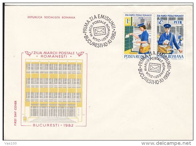 ROMANIAN STAMP'S DAY, MAILMAN, COVER FDC, 1982, ROMANIA - FDC